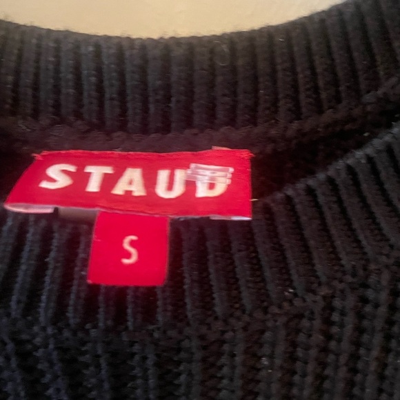 STAUD dress Marylebone balloon sleeve ribbed knit mini dress NWT black S $245- - Picture 12 of 12